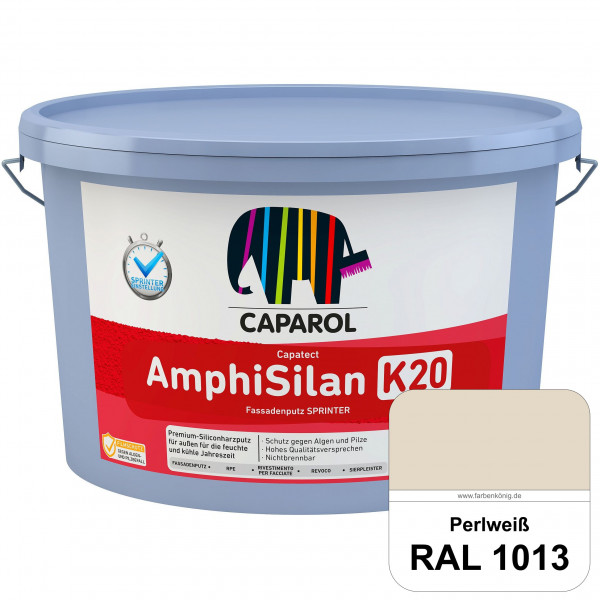Capatect AmphiSilan Fassadenputz K 20 Winter/SPRINTER (RAL 1013 Perlweiß) Verarbeitungsfertiger Sili