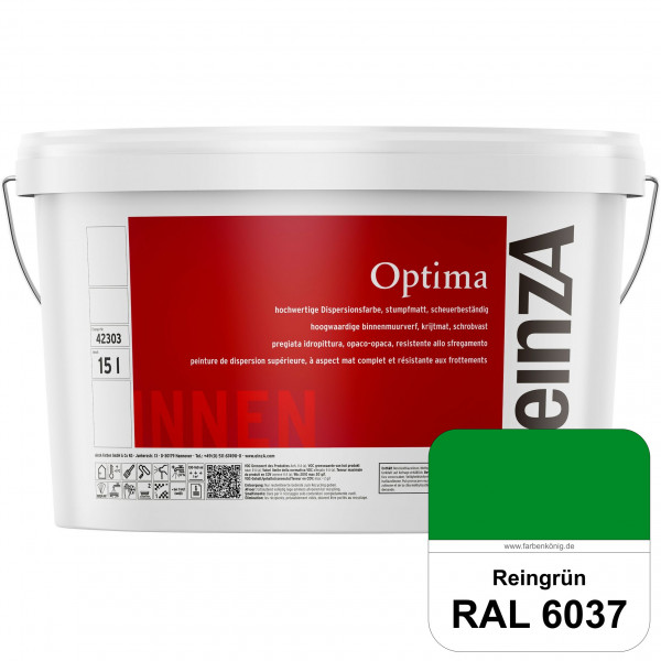 einzA Optima (RAL 6037 Reingrün) Stumpfmatte Dispersionsfarbe für hochwertige Anstriche