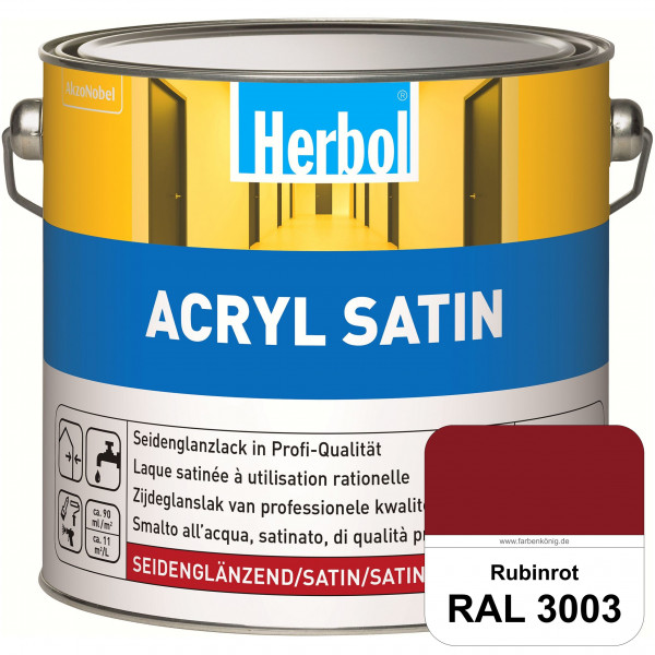 Acryl Satin (RAL 3003 Rubinrot) wasserverdünnbarer seidenglänzender Lack (Innen & Außen)