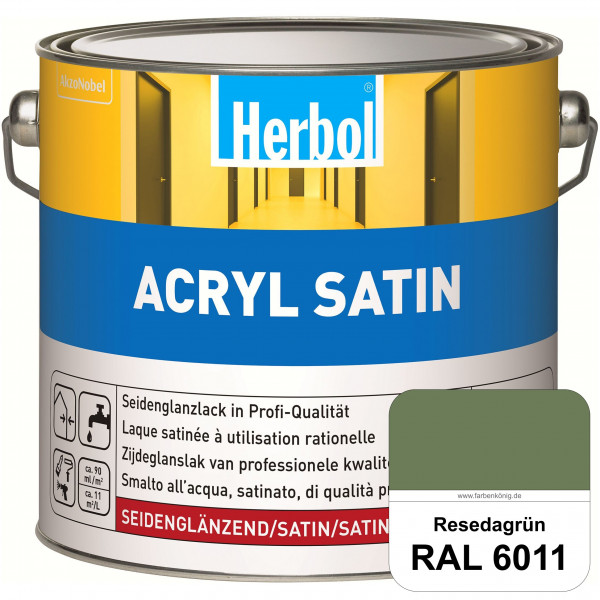 Acryl Satin (RAL 6011 Resedagrün) wasserverdünnbarer seidenglänzender Lack (Innen & Außen)