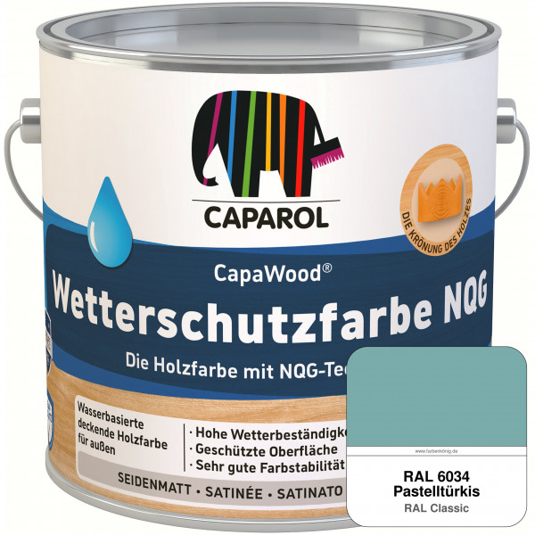 CapaWood® Wetterschutzfarbe NQG (RAL 6034 Pastelltürkis) - ersetzt Capadur Wetterschutzfarbe NQG