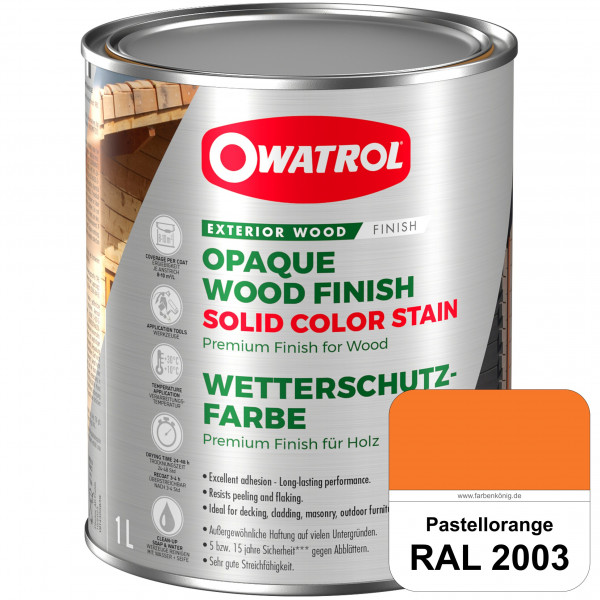 Solid Color Stain (RAL 2003 Pastellorange) deckende und matte Wetterschutzfarbe außen