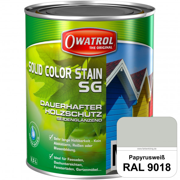 Solid Color Stain SG (RAL 9018 Papyrusweiß) deckende und seidenglänzende Wetterschutzfarbe außen