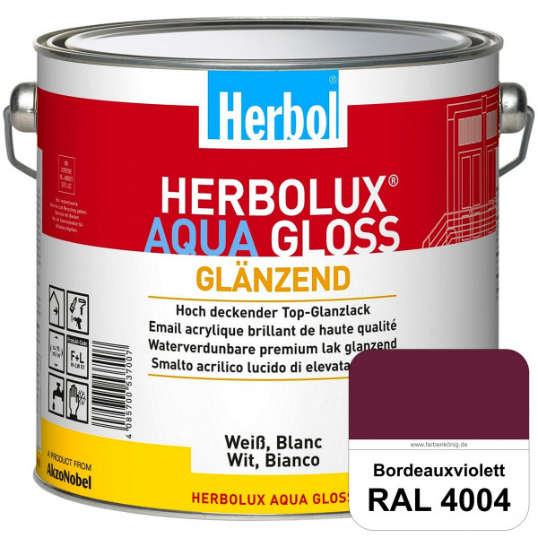 Herbolux Aqua Gloss (RAL 4004 Bordeauxviolett) Wasserverdünnbarer Top-Glanzlack (Innen)