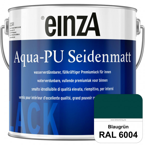 einzA Aqua-PU seidenmatt (RAL 6004 Blaugrün) wasserverdünnbarer Premiumlack für innen