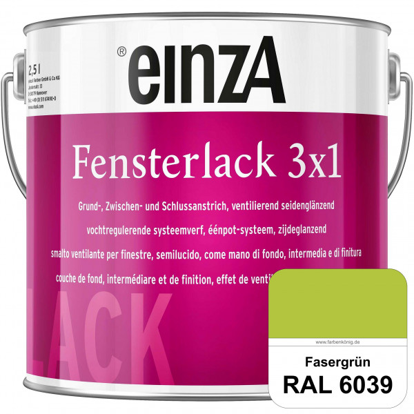 einzA Fensterlack 3 x 1 (RAL 6039 Fasergrün) wetterbeständiger & seidenglänzender Fensterlack