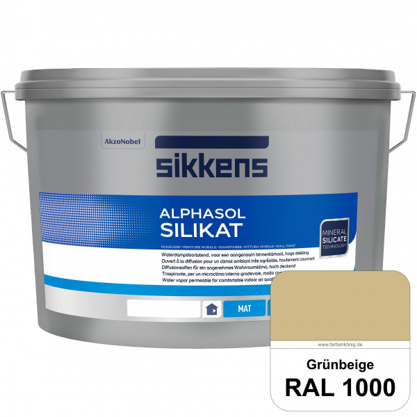 Alphasol Silikat (RAL 1000 Grünbeige) Extrem matte Premium Wandfarbe auf SOL-Silikatbasis