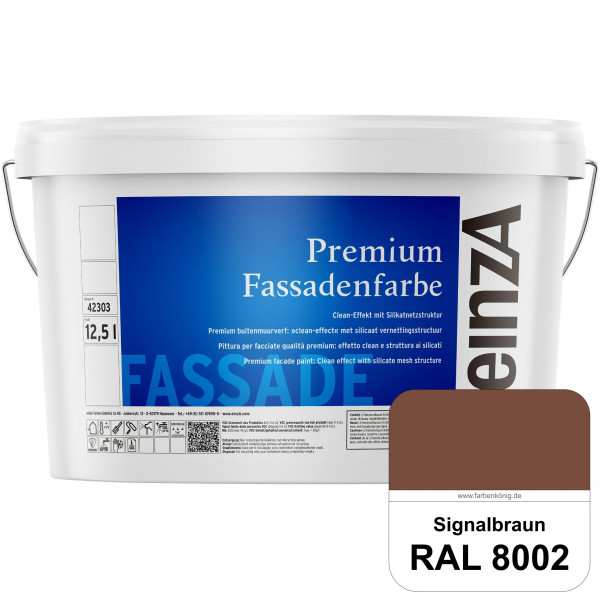 einzA Premium Fassadenfarbe (RAL 8002 Signalbraun) Hochwertige Fassadenfarbe mit Clean-Effekt