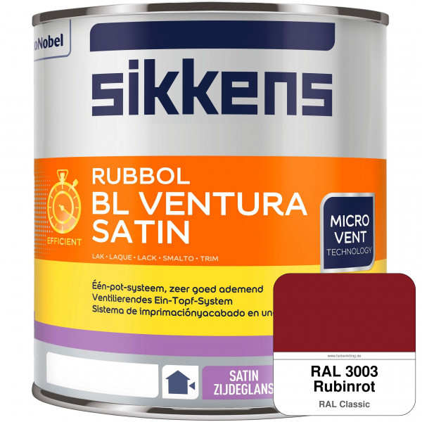 Rubbol BL Ventura Satin NEU (RAL 3003 Rubinrot) Seidenglanzlack (wasserbasiert) Fenster außen