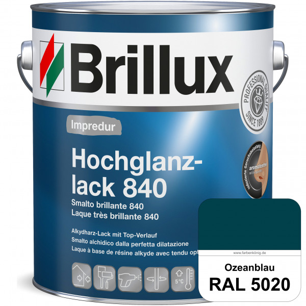 Impredur Hochglanzlack 840 (RAL 5020 Ozeanblau) für Holz- und Metallflächen (löselmittelhaltig) inne