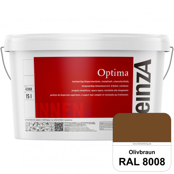 einzA Optima (RAL 8008 Olivbraun) Stumpfmatte Dispersionsfarbe für hochwertige Anstriche