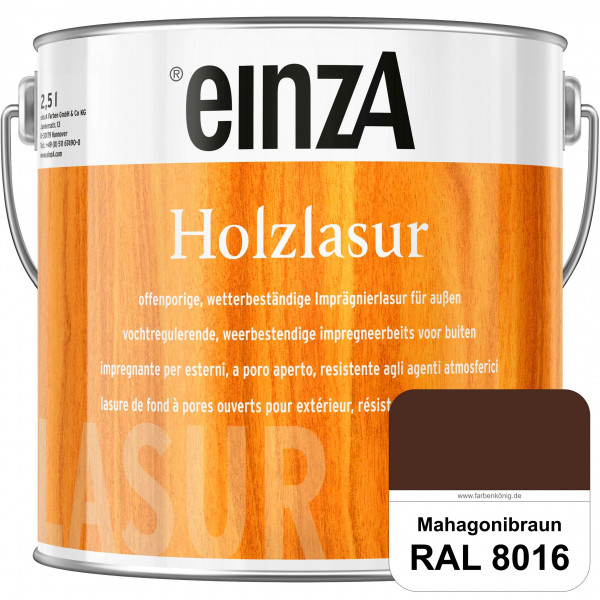einzA Holzlasur (RAL 8016 Mahagonibraun) Offenporige Imprägnierlasur für Außen-Holzbauteile