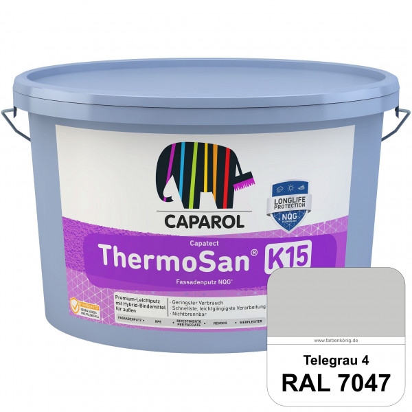 Capatect ThermoSan® Fassadenputz NQG® (K 15) (RAL 7047 Telegrau 4) Kratzputz-Struktur in Körnung 1,5