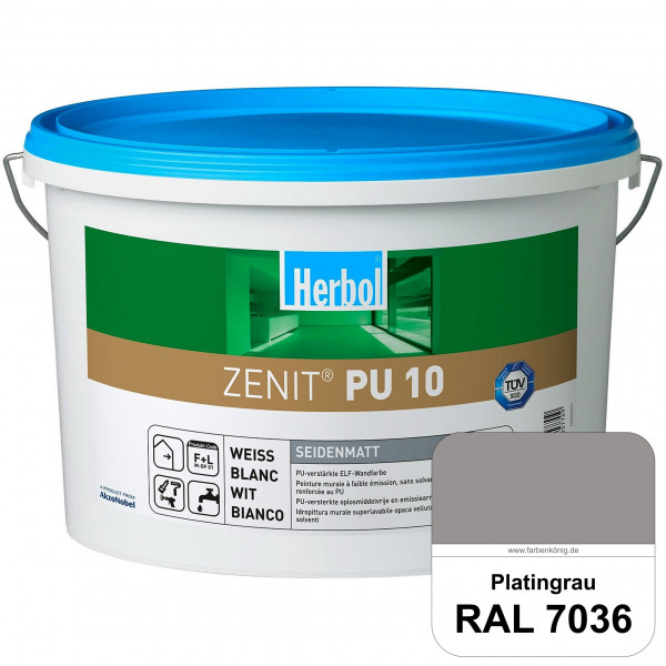 Zenit PU 10 (RAL 7036 Platingrau) seidenmatte und strapazierfähige PU-Wandfarbe