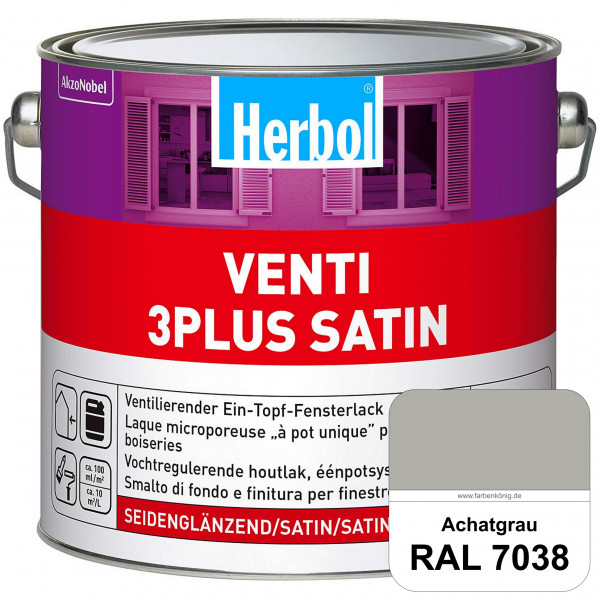 Venti 3Plus Satin (RAL 7038 Achatgrau) feuchtigkeitregulierender & seidenglänzender Ein-Topf-Fenster
