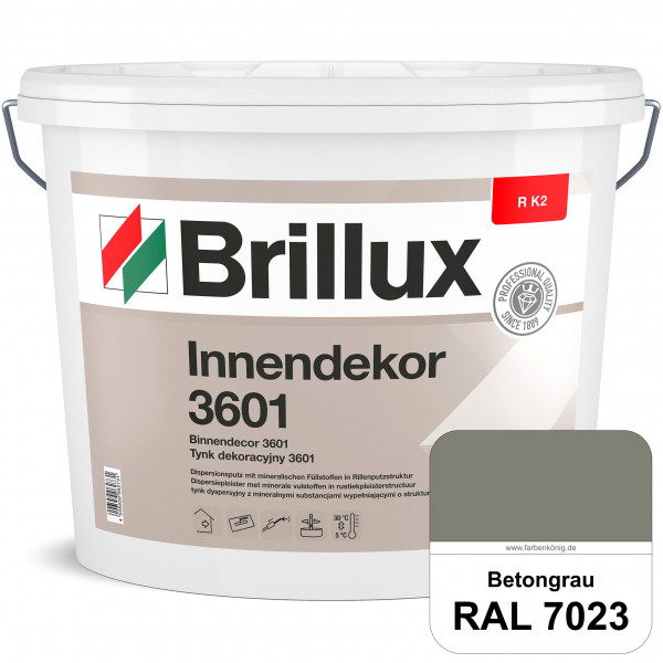 Innendekor ELF R K2 3601 (RAL 7023 Betongrau) Rillenputz zur Erzielung dekorativer und strapazierfäh