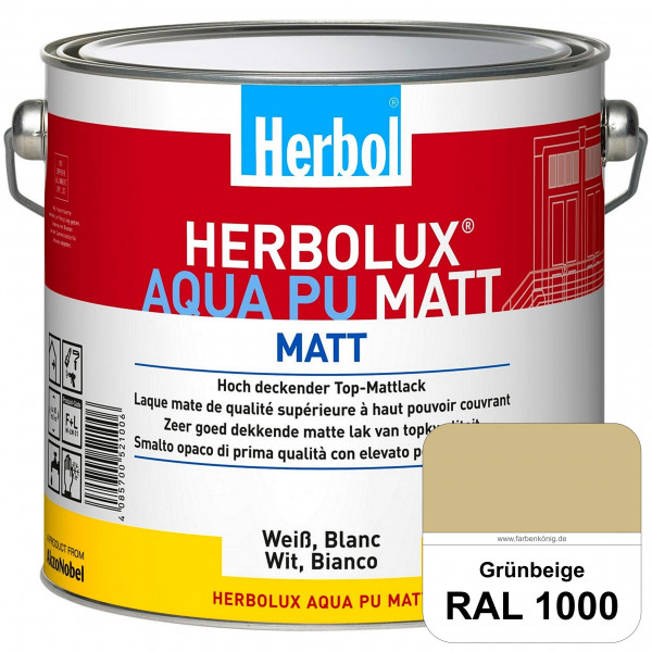 Herbolux Aqua PU Matt (RAL 1000 Grünbeige) Top-PU-Mattlack auf Wasserbasis (Innen)