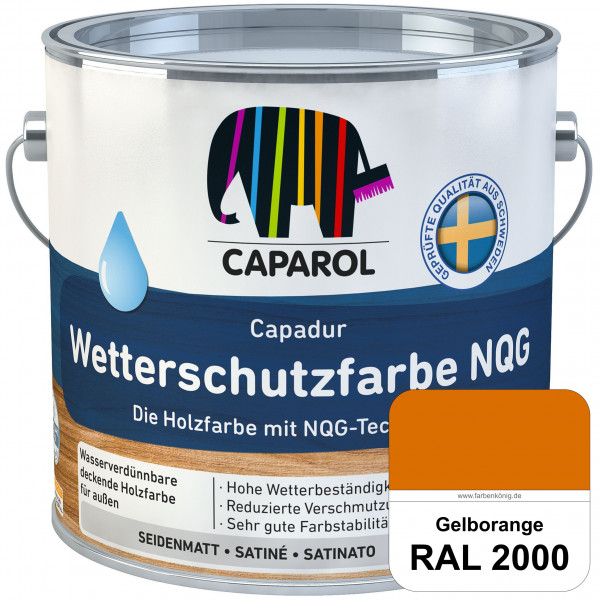 Capadur Wetterschutzfarbe NQG (RAL 2000 Gelborange) Holzfarbe mit NQG-Technologie wasserbasiert für