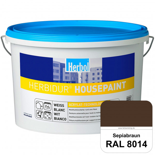 Herbidur Housepaint (RAL 8014 Sepiabraun) seidenmatte Reinacrylat-Fassadenfarbe