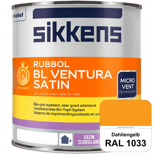 Rubbol BL Ventura Satin (RAL 1033 Dahliengelb) Seidenglanzlack (wasserbasiert) Fenster außen