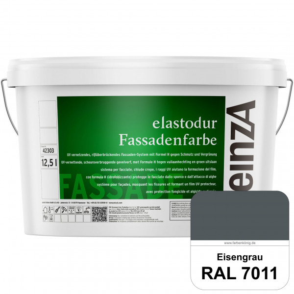 einzA elastodur Fassadenfarbe (RAL 7011 Eisengrau) UV-vernetzendes & rissüberbrückendes Fassadenfarb