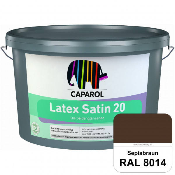 Latex Satin 20 (RAL 8014 Sepiabraun) strapazierfähige seidenglänzende Latexfarbe (Innen)