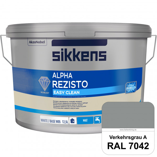 Alpha Rezisto Easy Clean (RAL 7042 Verkehrsgrau A) Extrem widerstandsfähige & matte Innenfarbe