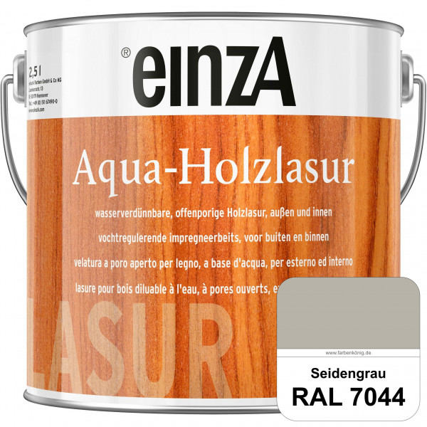 einzA Aqua-Holzlasur (RAL 7044 Seidengrau) wasserverdünnbare offenporige Holzlasur für Holzbauteile