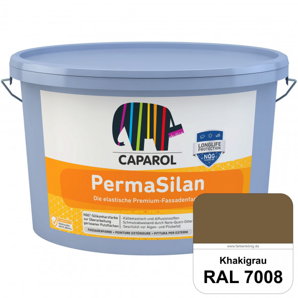PermaSilan (RAL 7008 Khakigrau) Elastische, diffusionsoffene Fassadenfarbe mit integrierter Nano-Qua