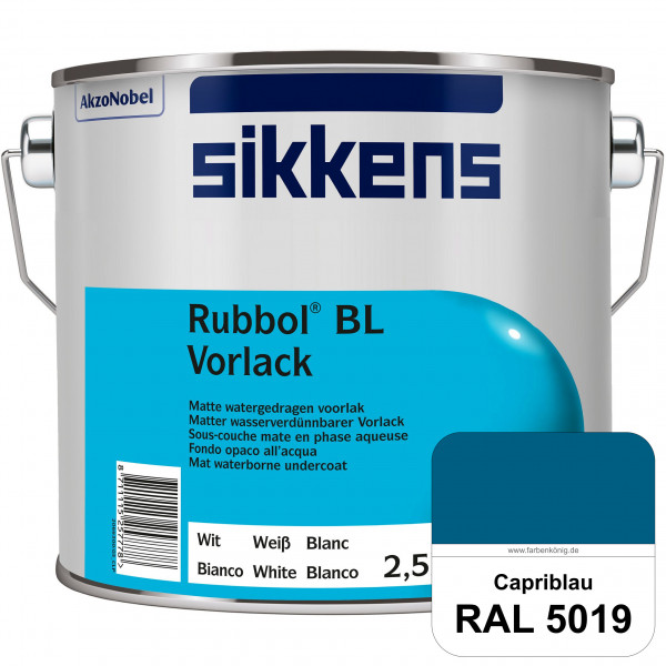 Rubbol BL Vorlack (RAL 5019 Capriblau) Wasserbasierter, matter & umweltschonender Vorlack (innen)