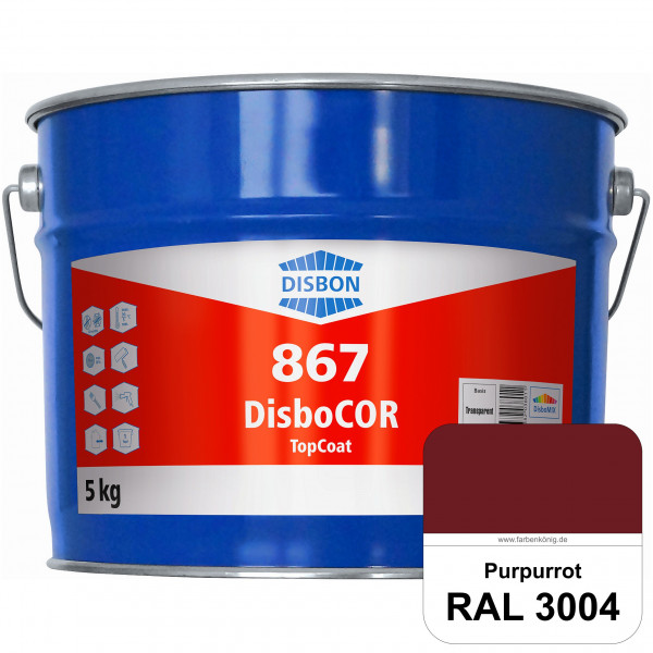 DisboCOR 867 TopCoat (RAL 3004 Purpurrot) Anwendungsfreundliche Korrosionsschutz-Deckbeschichtung mi