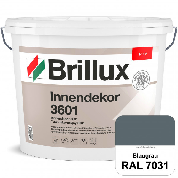 Innendekor ELF R K2 3601 (RAL 7031 Blaugrau) Rillenputz zur Erzielung dekorativer und strapazierfähi