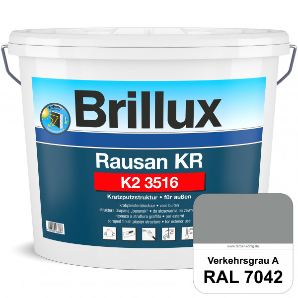 Rausan KR K2 3516 mit Protect (RAL 7042 Verkehrsgrau A) Organisch gebundener Kratzputz für wetterbes