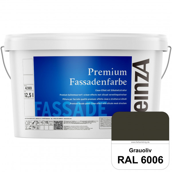 einzA Premium Fassadenfarbe (RAL 6006 Grauoliv) Hochwertige Fassadenfarbe mit Clean-Effekt