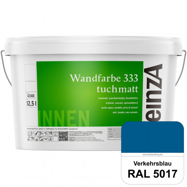 einzA Wandfarbe 333 tuchmatt (RAL 5017 Verkehrsblau) Hochdeckende, waschbeständige Wandfarbe
