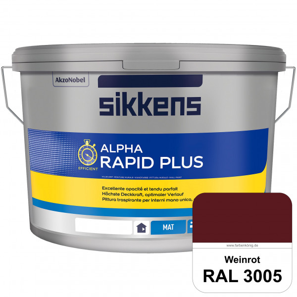 Alpha Rapid Plus (RAL 3005 Weinrot) Hochwertige & stumpfmatte Wandfarbe für mittlere Belastungen