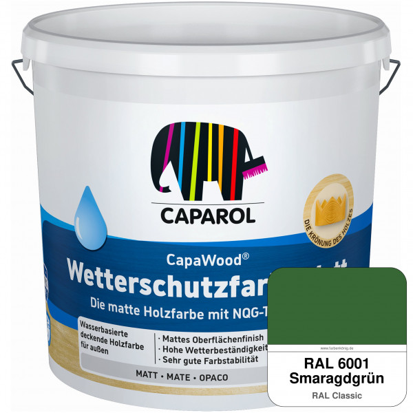 CapaWood® Wetterschutzfarbe Matt (RAL 6001 Smaragdgrün) - ersetzt Capadur Wetterschutzfarbe Matt