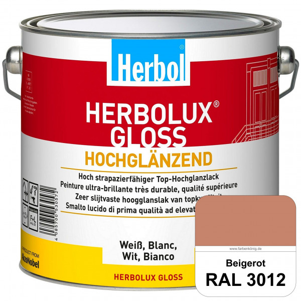 Herbolux Gloss (RAL 3012 Beigerot) strapazierfähiger Top-Hochglanzlack (lösemittelhaltig) für innen
