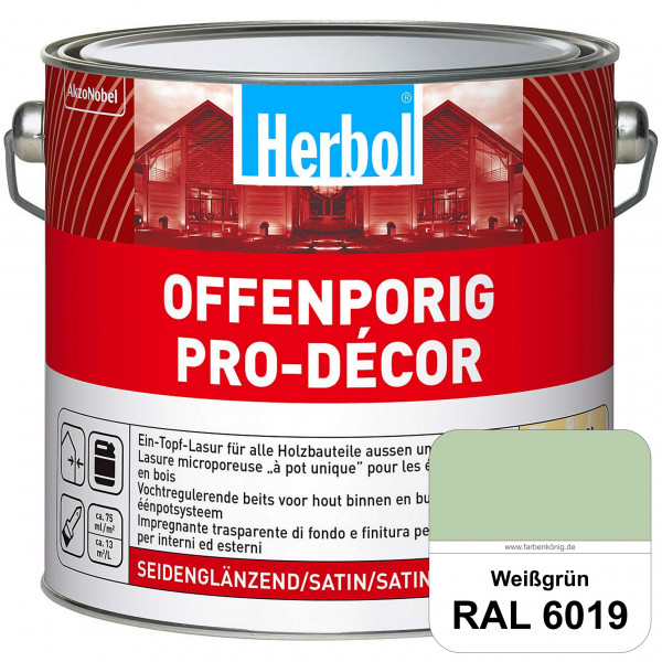Herbol Offenporig Pro-Décor (RAL 6019 Weißgrün) Hochwertige Ein-Topf-Holzlasur mit 2-Phasen-UV-Schut