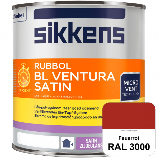 Rubbol BL Ventura Satin (RAL 3000 Feuerrot) Seidenglanzlack (wasserbasiert) Fenster außen