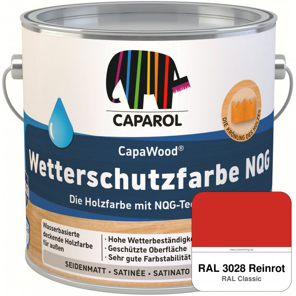 CapaWood® Wetterschutzfarbe NQG (RAL 3028 Reinrot) - ersetzt Capadur Wetterschutzfarbe NQG