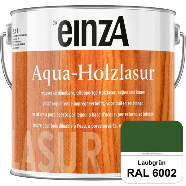 einzA Aqua-Holzlasur (RAL 6002 Laubgrün) wasserverdünnbare offenporige Holzlasur für Holzbauteile