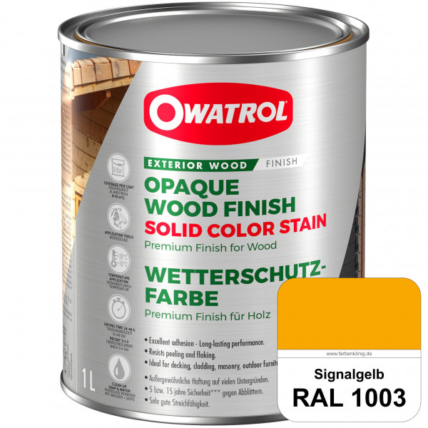 Solid Color Stain (RAL 1003 Signalgelb) deckende und matte Wetterschutzfarbe außen