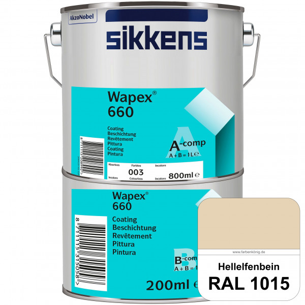Wapex 660 Set (RAL 1015 Hellelfenbein) seidenglänzende 2K-Epoxidharzlack für Böden & Wände (innen)
