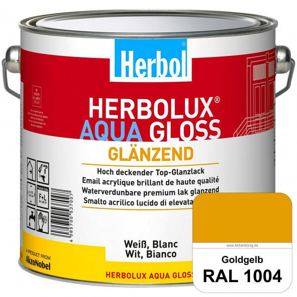Herbolux Aqua Gloss (RAL 1004 Goldgelb) Wasserverdünnbarer Top-Glanzlack (Innen)