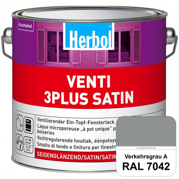 Venti 3Plus Satin (RAL 7042 Verkehrsgrau A) feuchtigkeitregulierender & seidenglänzender Ein-Topf-Fe