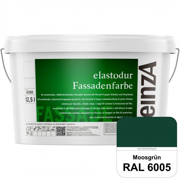 einzA elastodur Fassadenfarbe (RAL 6005 Moosgrün) UV-vernetzendes & rissüberbrückendes Fassadenfarbe