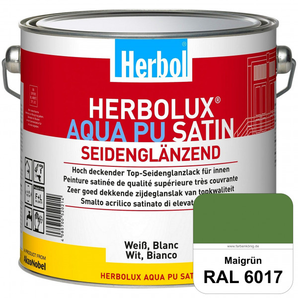 Herbolux Aqua PU Satin (RAL 6017 Maigrün) Wasserverdünnbarer Top-PU-Seidenglanzlack (Innen)