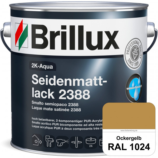 2K-Aqua Seidenmattlack 2388 (RAL 1024 Ockergelb) mechanisch und chemisch hoch belastbar für außen &