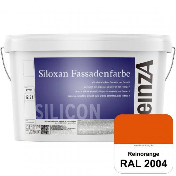 einzA Siloxan Fassadenfarbe (RAL 2004 Reinorange) Siliconvergütete Fassadenfarbe